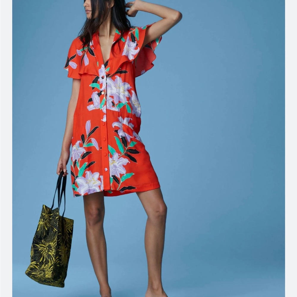 Diane Von Furstenberg
Short-Sleeve Open-Back Floral-Print Short Dress